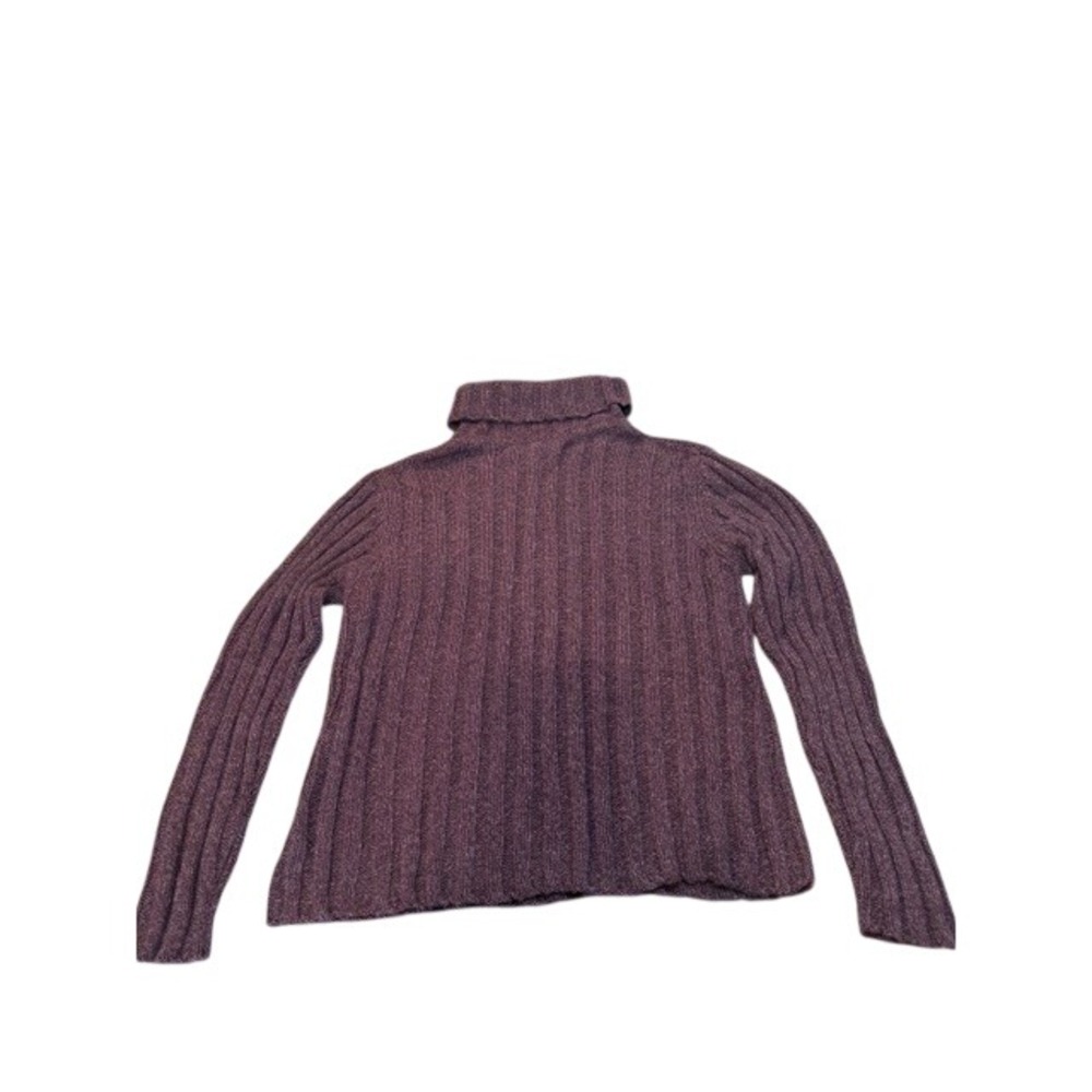 Sundance Womens Ribbed Knit Turtleneck Sweater Plum Purple Cotton Silk Cozy XL - Picture 5 of 5
